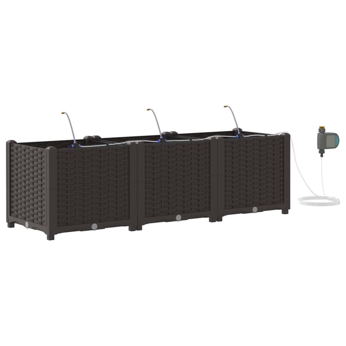 vidaXL Γλάστρα Κήπου 3 τμχ. Καφέ 120 x 40 x 37,5 cm PP