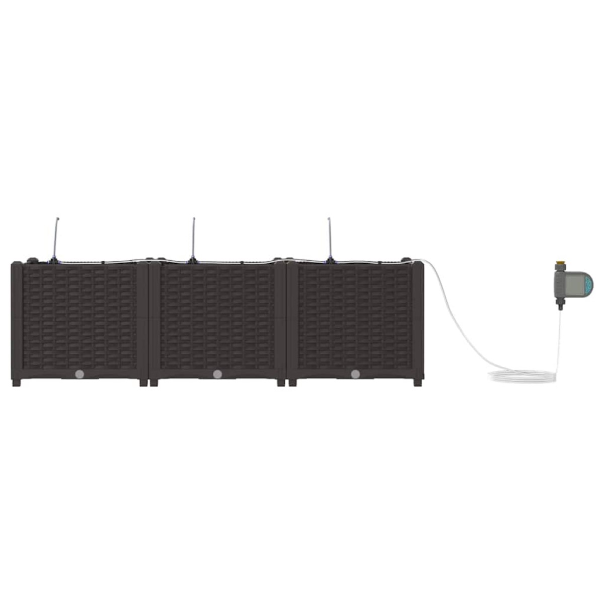 vidaXL Γλάστρα Κήπου 3 τμχ. Καφέ 120 x 40 x 37,5 cm PP