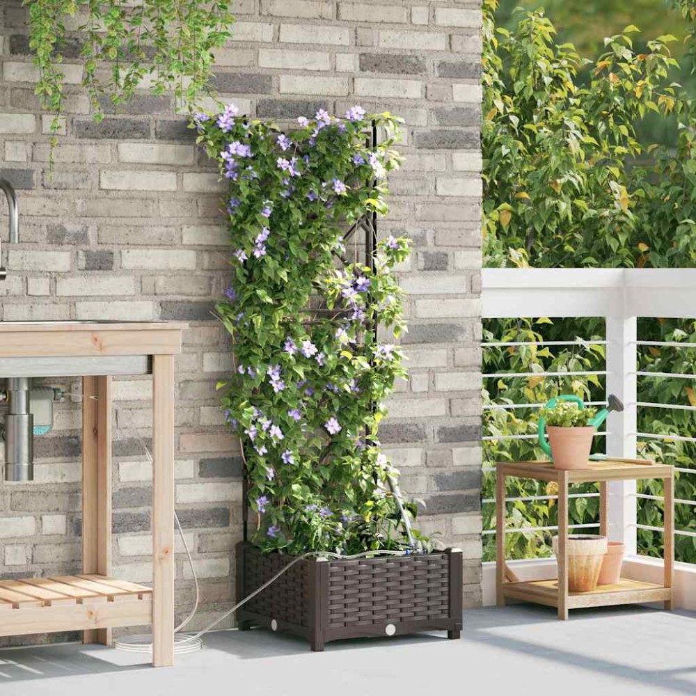 vidaXL Γλάστρα Κήπου Καφέ 40 x 40 x 126 cm PP