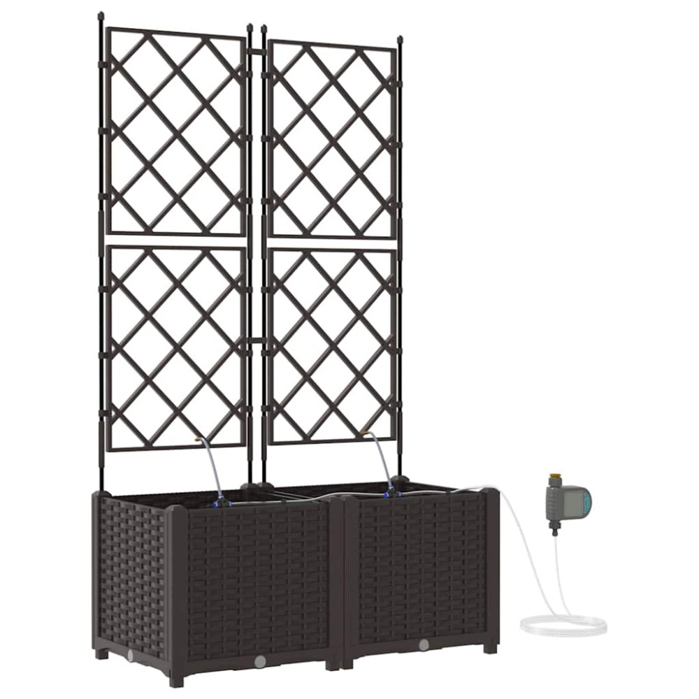 vidaXL Γλάστρα Κήπου 2 τμχ. Καφέ 80 x 40 x 142 cm PP