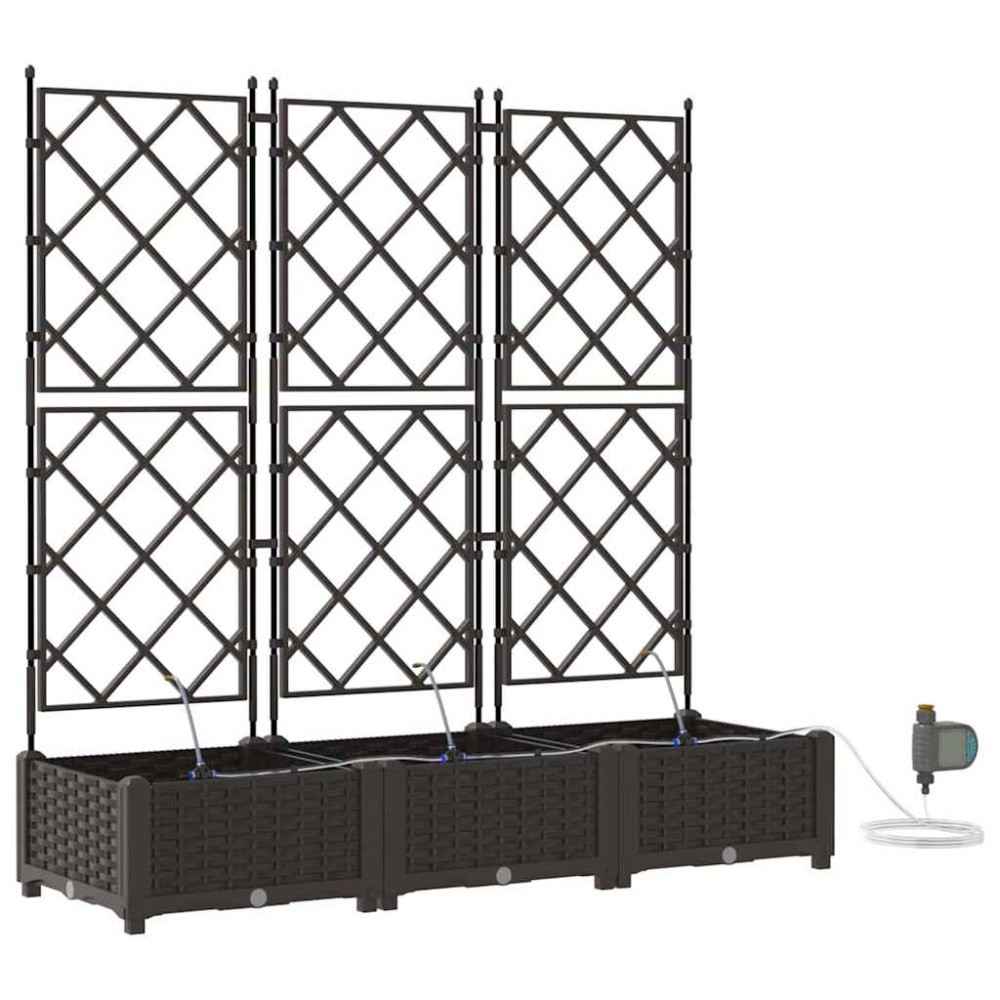 vidaXL Γλάστρα Κήπου 3 τμχ. Καφέ 120 x 40 x 126 cm PP