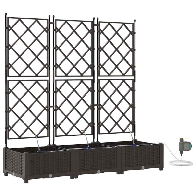 vidaXL Γλάστρα Κήπου 3 τμχ. Καφέ 120 x 40 x 126 cm PP