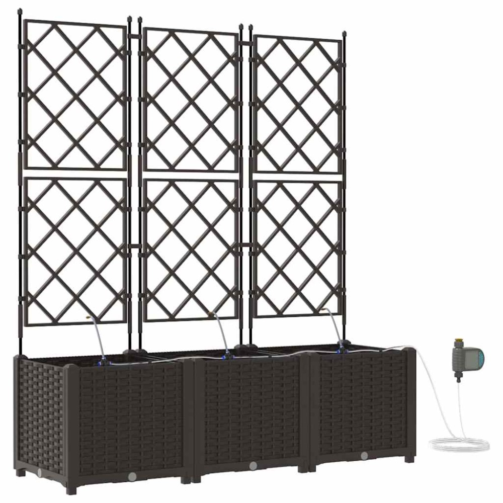 vidaXL Γλάστρα Κήπου 3 τμχ. Καφέ 120 x 40 x 142 cm PP