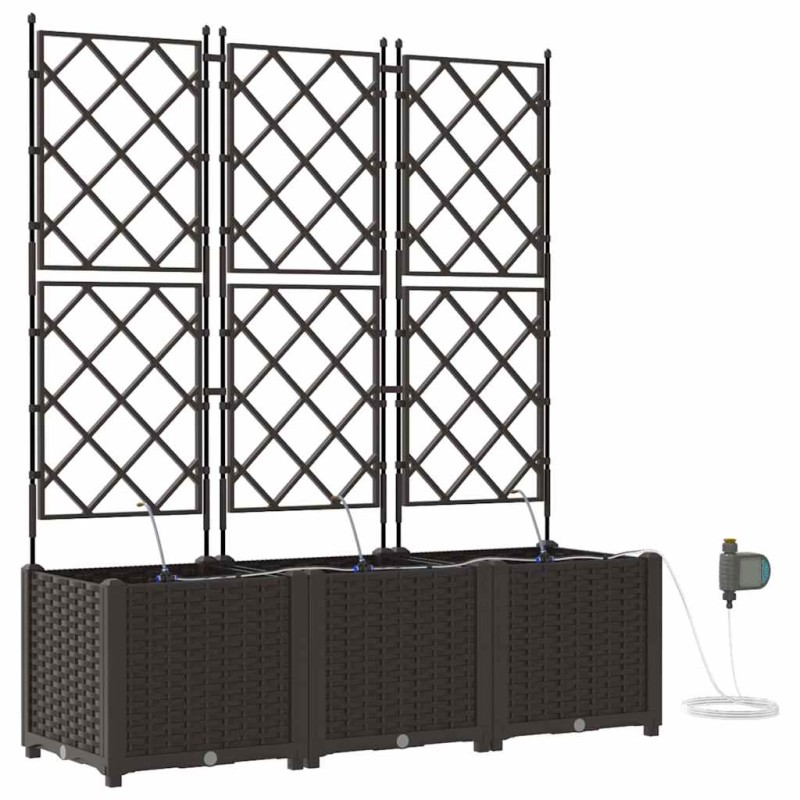 vidaXL Γλάστρα Κήπου 3 τμχ. Καφέ 120 x 40 x 142 cm PP