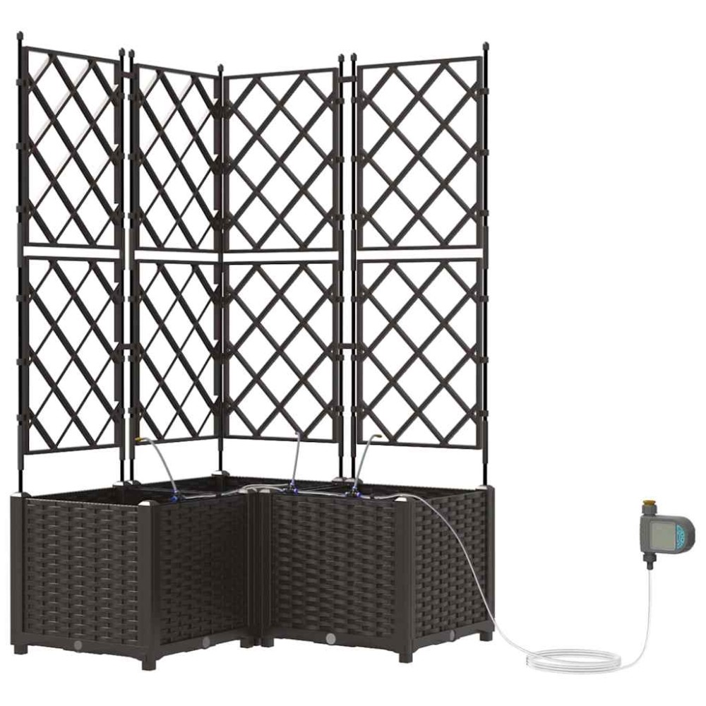 vidaXL Γλάστρα Κήπου 3 τμχ. Καφέ 80 x 80 x 142 cm PP