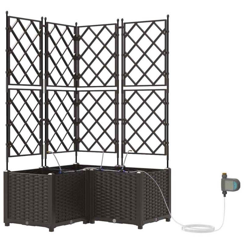 vidaXL Γλάστρα Κήπου 3 τμχ. Καφέ 80 x 80 x 142 cm PP