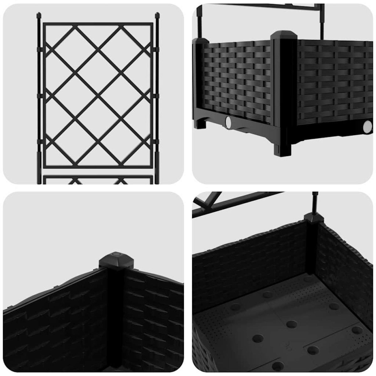 vidaXL Γλάστρα Κήπου Μαύρο 40 x 40 x 125,5 εκ. PP