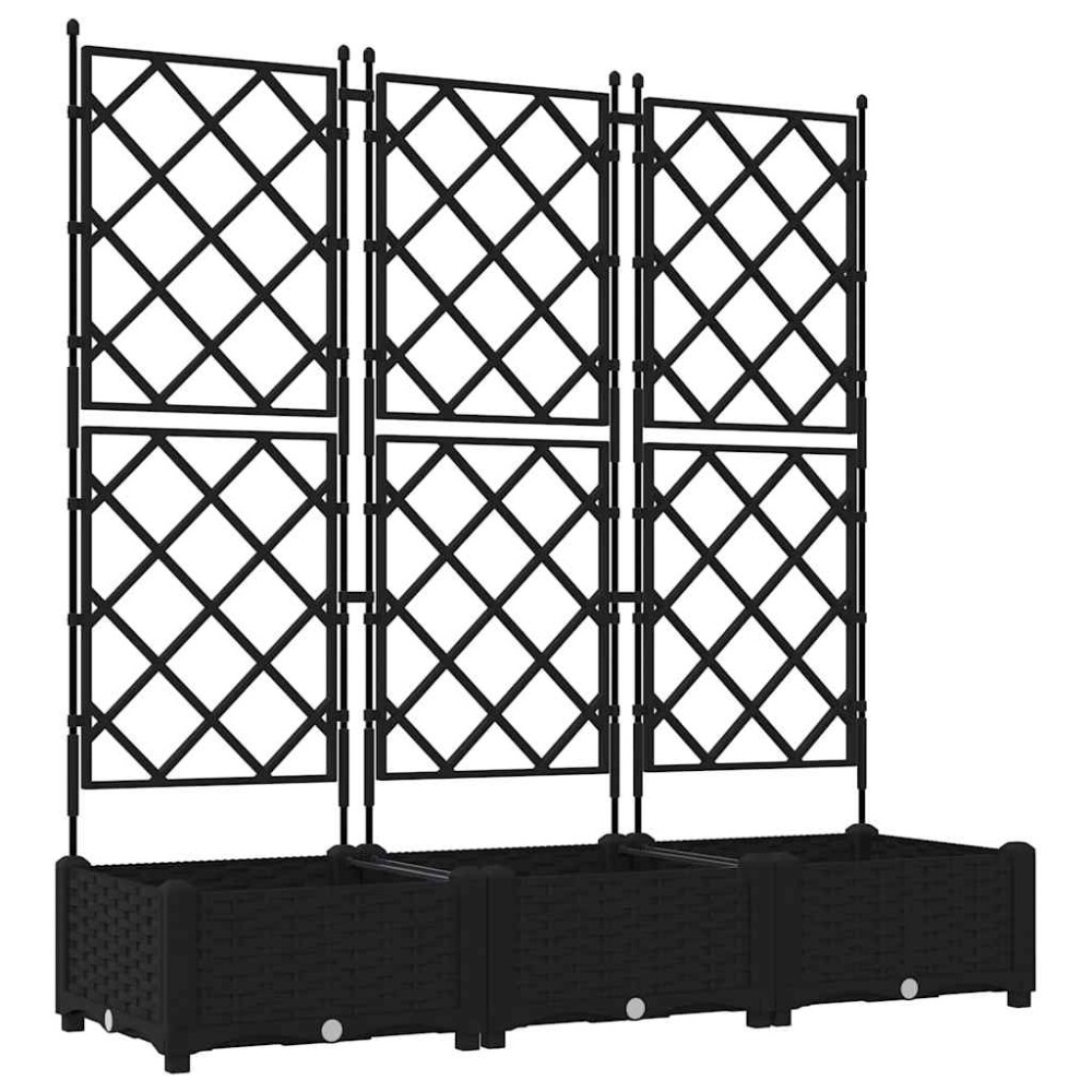 vidaXL Γλάστρα Κήπου 3 τμχ. Μαύρο 120 x 40 x 125,5 εκ. PP