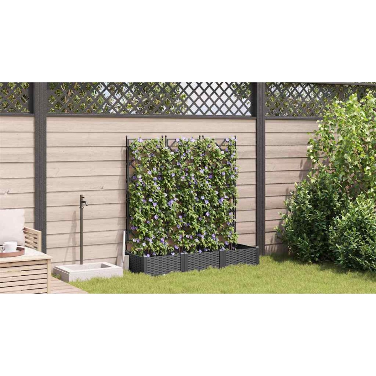 vidaXL Γλάστρα Κήπου 3 τμχ. Μαύρο 120 x 40 x 125,5 εκ. PP