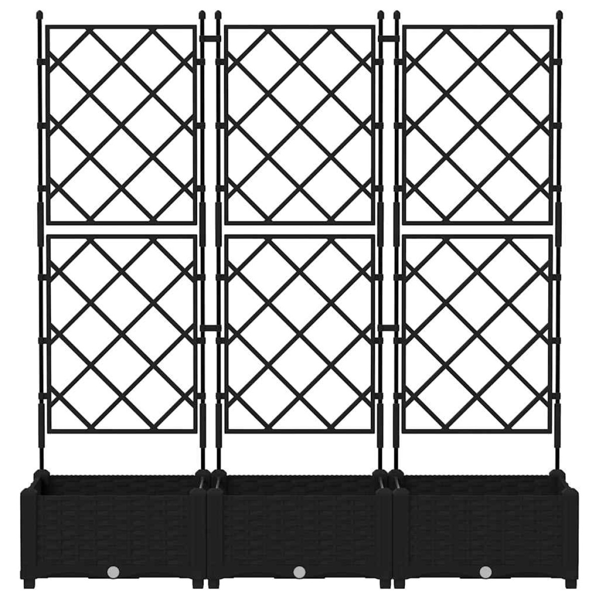 vidaXL Γλάστρα Κήπου 3 τμχ. Μαύρο 120 x 40 x 125,5 εκ. PP