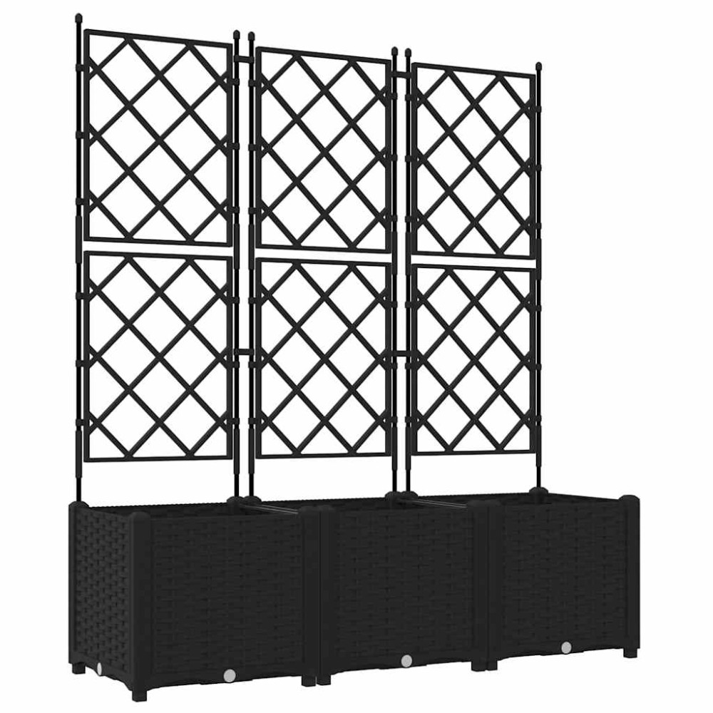 vidaXL Γλάστρα Κήπου 3 τμχ. Μαύρο 120 x 40 x 143 εκ. PP