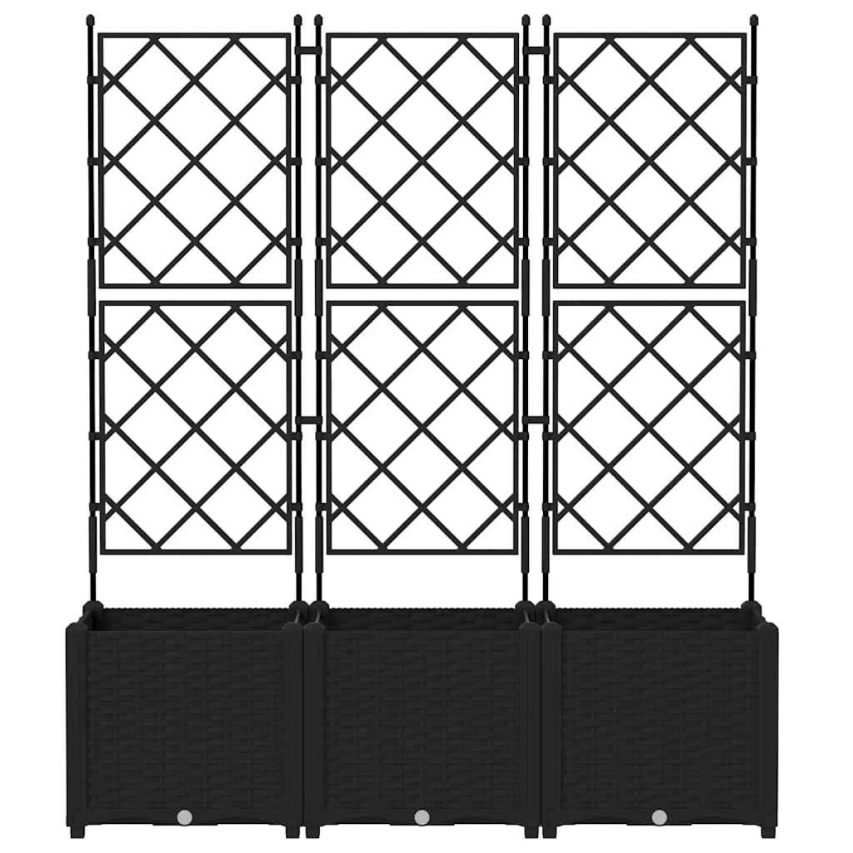 vidaXL Γλάστρα Κήπου 3 τμχ. Μαύρο 120 x 40 x 143 εκ. PP