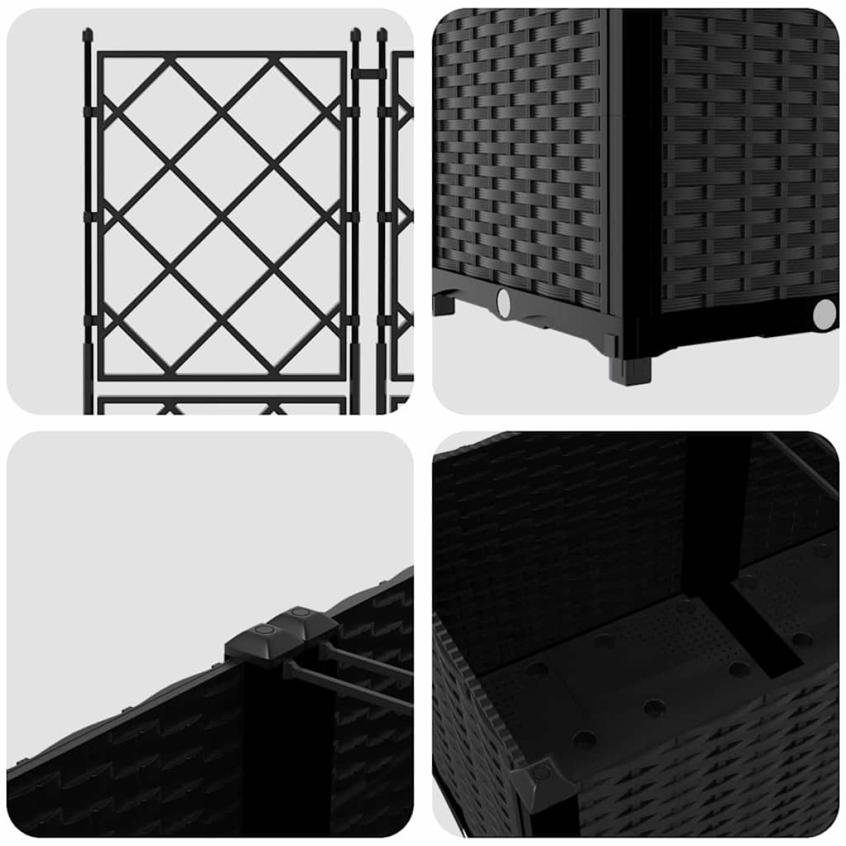 vidaXL Γλάστρα Κήπου 3 τμχ. Μαύρο 120 x 40 x 143 εκ. PP