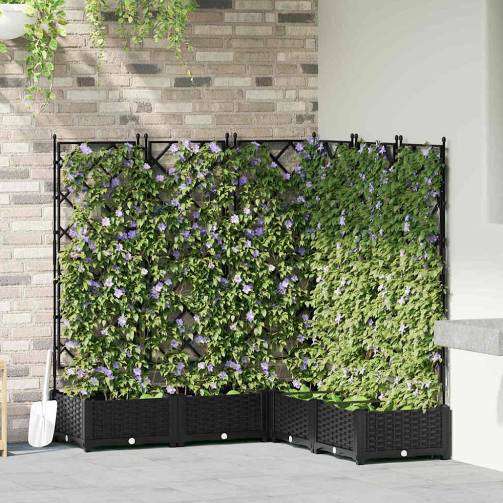 vidaXL Γλάστρα Κήπου 5 τμχ. Μαύρο 120 x 120 x 125,5 εκ. PP