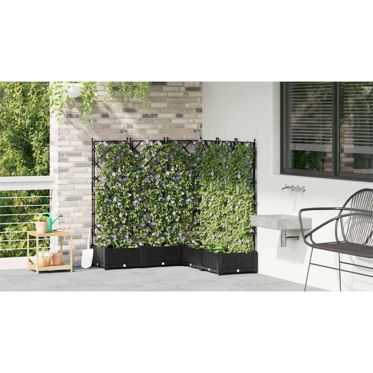 vidaXL Γλάστρα Κήπου 5 τμχ. Μαύρο 120 x 120 x 125,5 εκ. PP