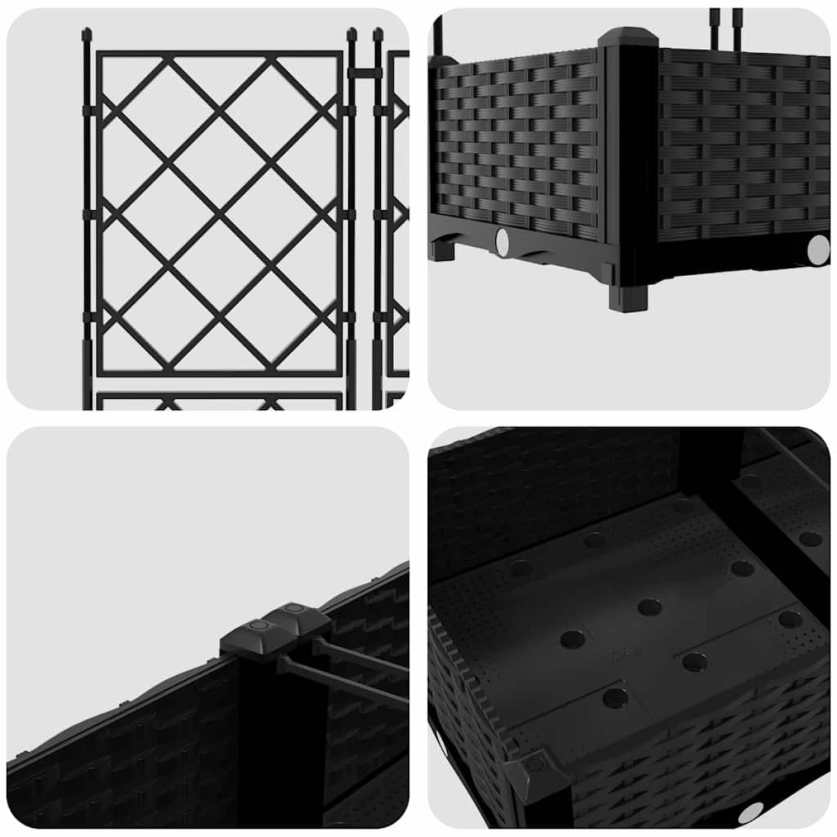 vidaXL Γλάστρα Κήπου 5 τμχ. Μαύρο 120 x 120 x 125,5 εκ. PP