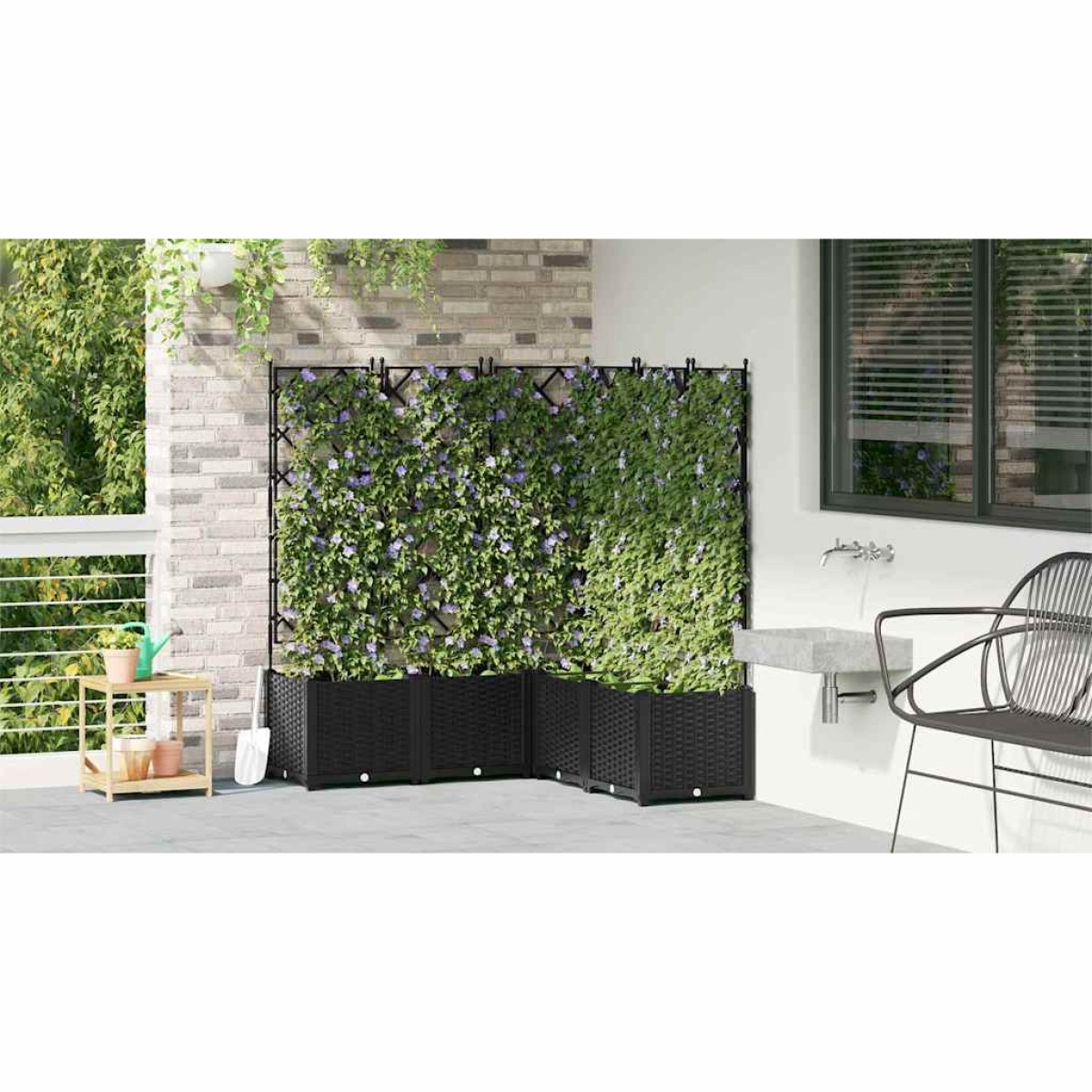 vidaXL Γλάστρα Κήπου 5 τμχ. Μαύρο 120 x 120 x 143 εκ. PP