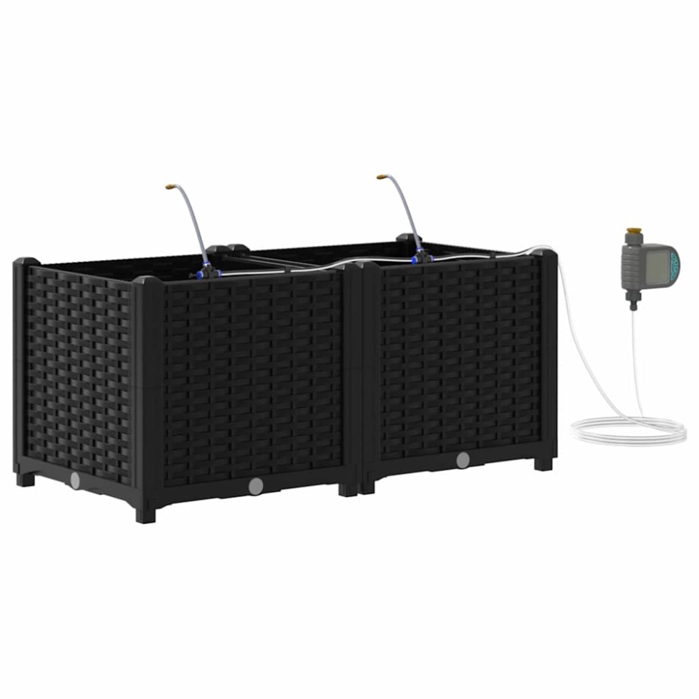 vidaXL Γλάστρα Κήπου 2 τμχ. Μαύρο 80 x 40 x 37,5 cm PP