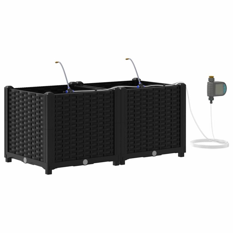 vidaXL Γλάστρα Κήπου 2 τμχ. Μαύρο 80 x 40 x 37,5 cm PP