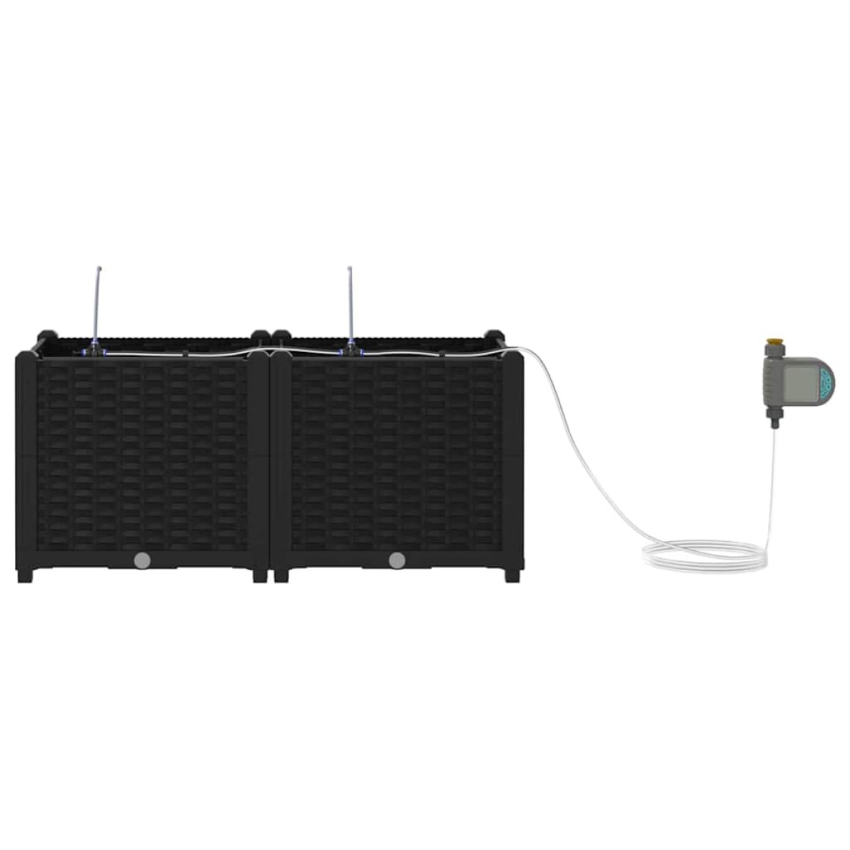 vidaXL Γλάστρα Κήπου 2 τμχ. Μαύρο 80 x 40 x 37,5 cm PP