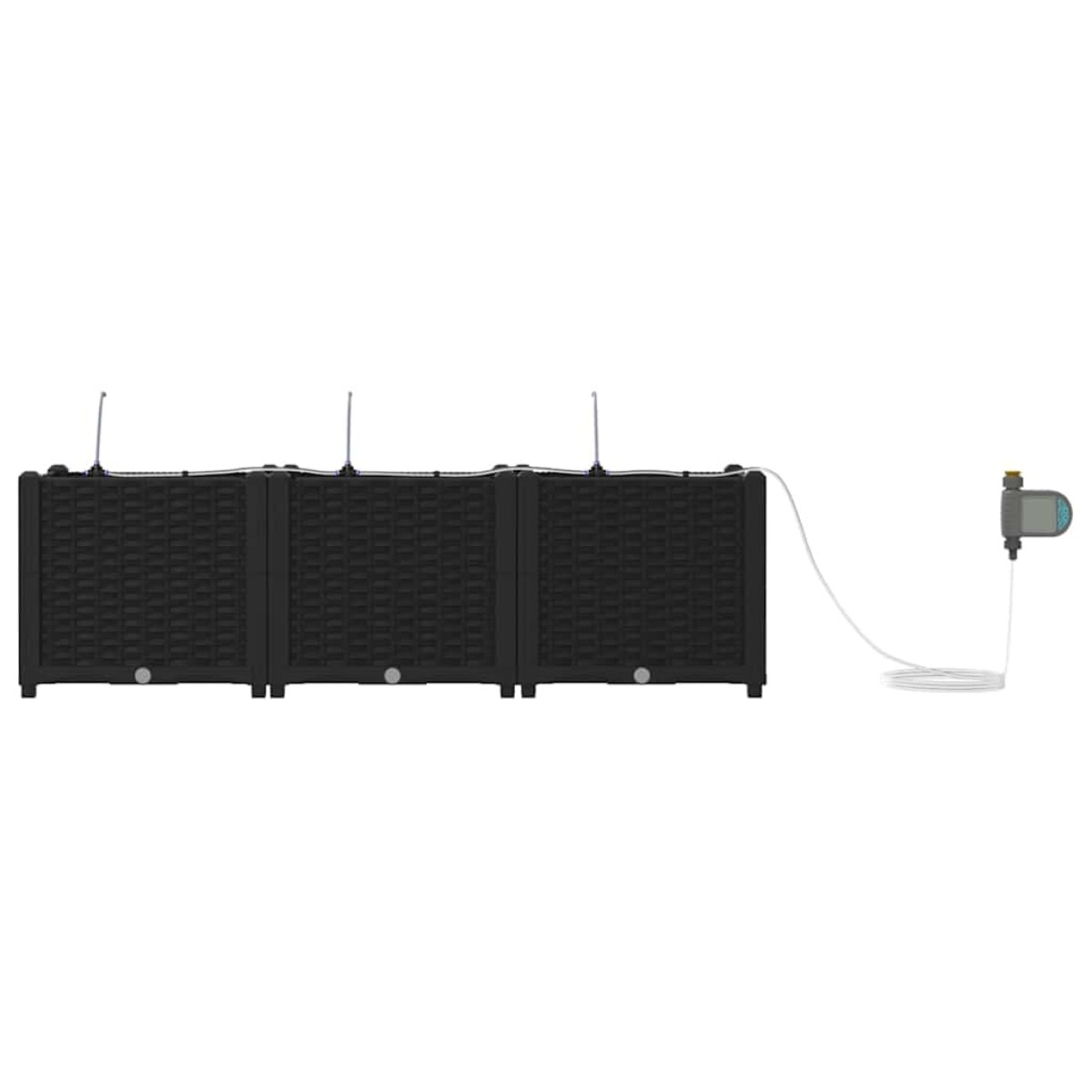 vidaXL Γλάστρα Κήπου 3 τμχ. Μαύρο 120 x 40 x 37,5 cm PP