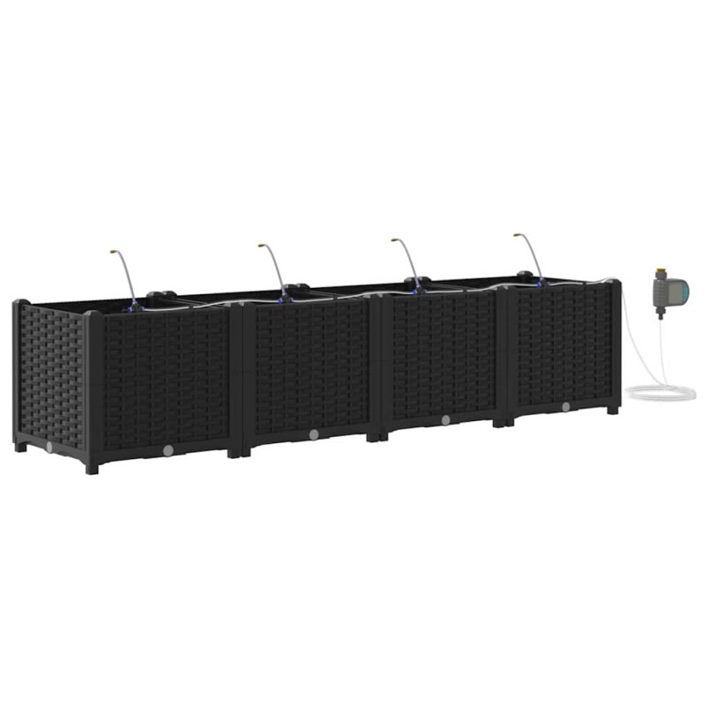 vidaXL Γλάστρα Κήπου 4 τμχ. Μαύρο 160 x 40 x 37,5 cm PP