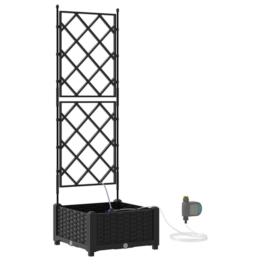 vidaXL Γλάστρα Κήπου Μαύρο 40 x 40 x 126 cm PP