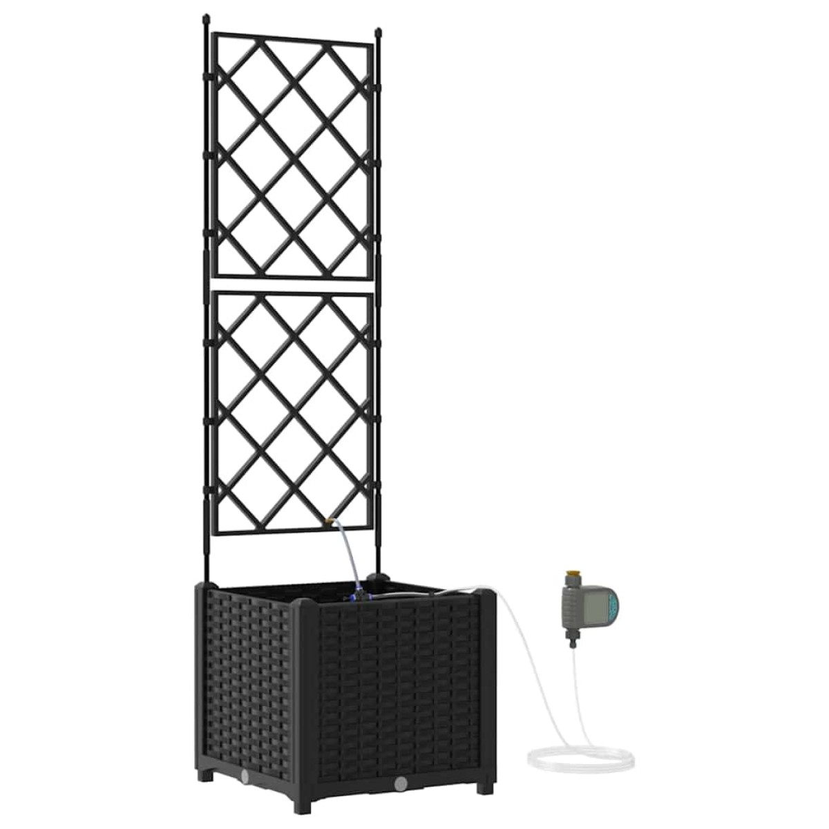 vidaXL Γλάστρα Κήπου Μαύρο 40 x 40 x 142 cm PP