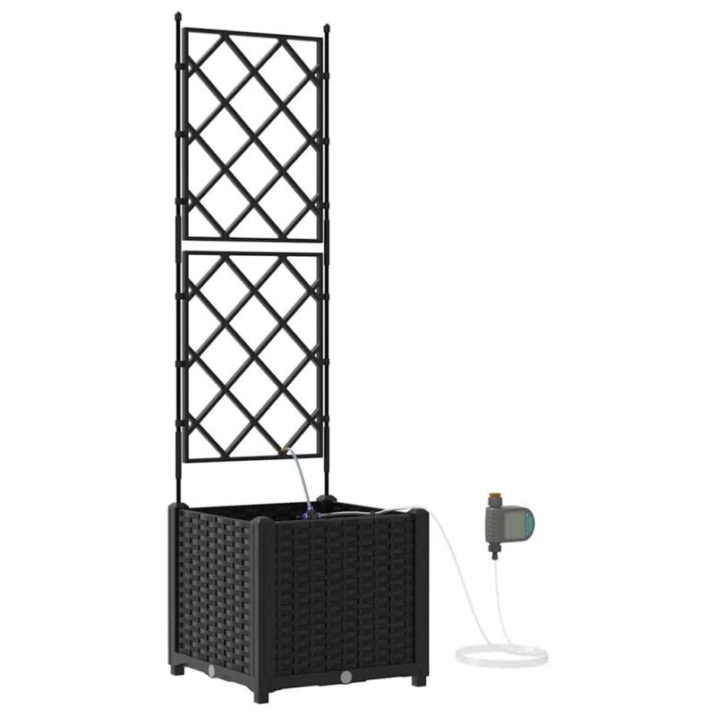 vidaXL Γλάστρα Κήπου Μαύρο 40 x 40 x 142 cm PP