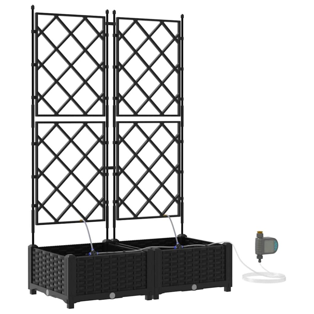vidaXL Γλάστρα Κήπου 2 τμχ. Μαύρο 80 x 40 x 126 cm PP