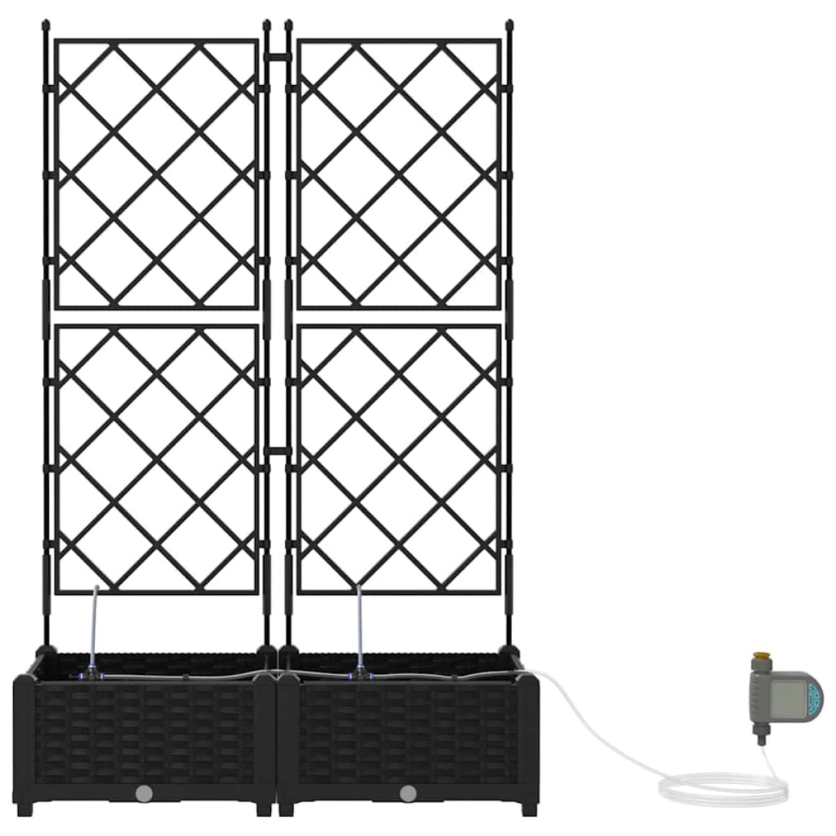 vidaXL Γλάστρα Κήπου 2 τμχ. Μαύρο 80 x 40 x 126 cm PP