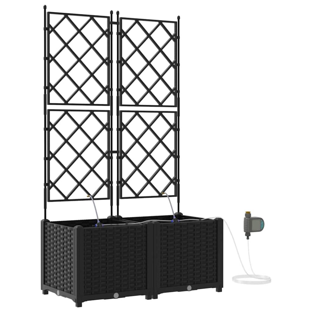 vidaXL Γλάστρα Κήπου 2 τμχ. Μαύρο 80 x 40 x 142 cm PP
