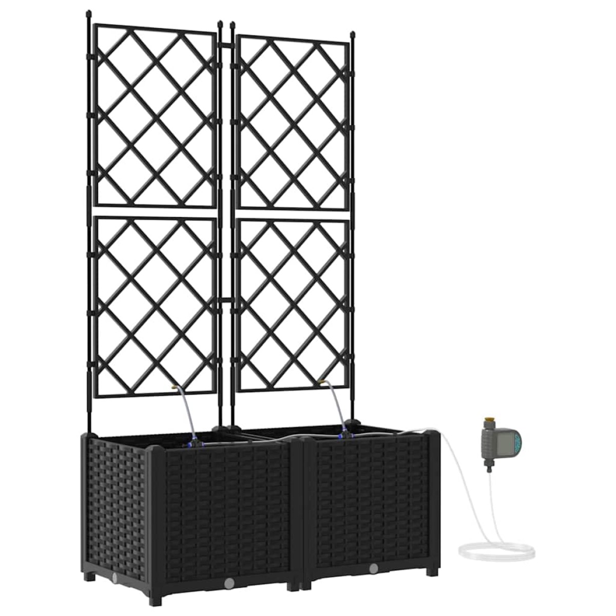 vidaXL Γλάστρα Κήπου 2 τμχ. Μαύρο 80 x 40 x 142 cm PP