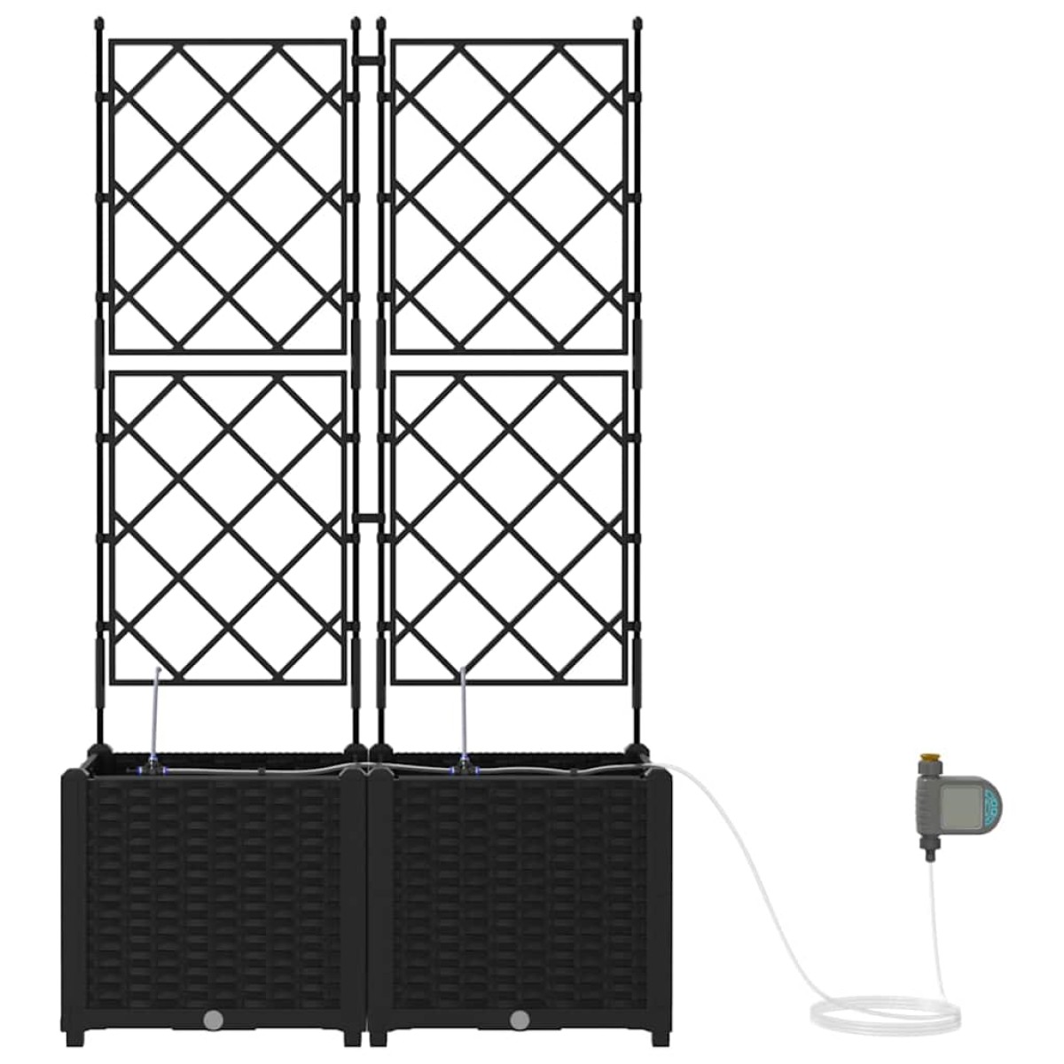 vidaXL Γλάστρα Κήπου 2 τμχ. Μαύρο 80 x 40 x 142 cm PP