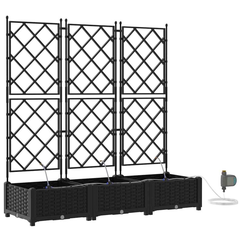 vidaXL Γλάστρα Κήπου 3 τμχ. Μαύρο 120 x 40 x 126 cm PP