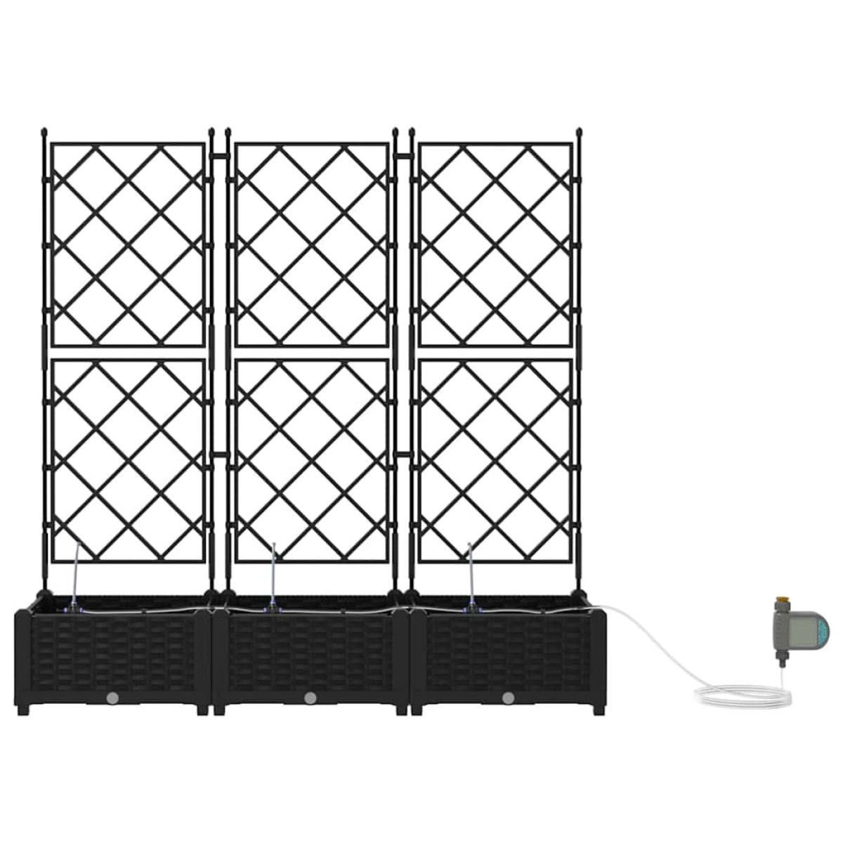 vidaXL Γλάστρα Κήπου 3 τμχ. Μαύρο 120 x 40 x 126 cm PP