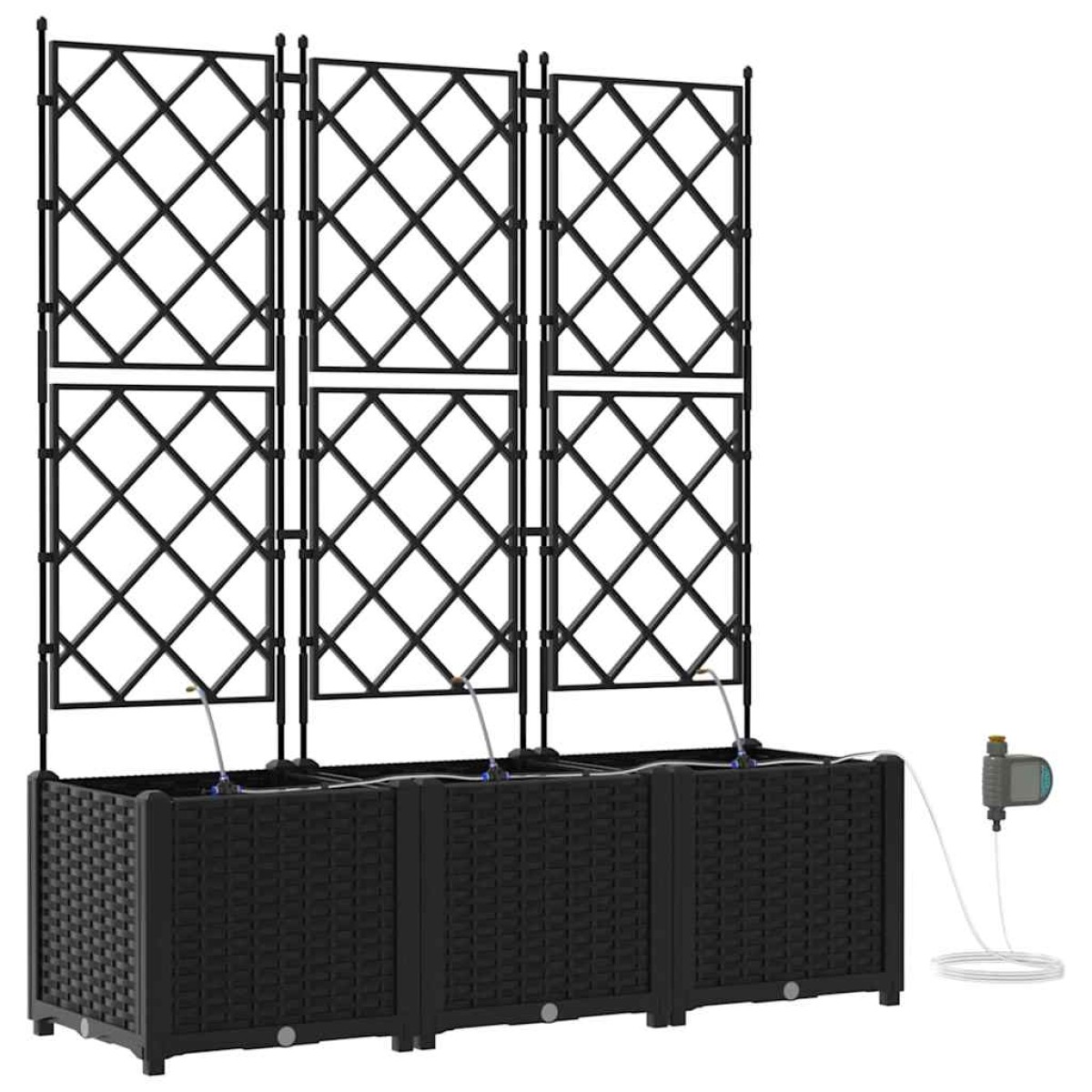 vidaXL Γλάστρα Κήπου 3 τμχ. Μαύρο 120 x 40 x 142 cm PP