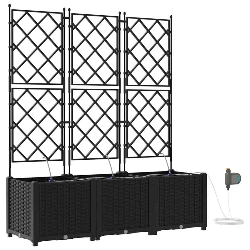 vidaXL Γλάστρα Κήπου 3 τμχ. Μαύρο 120 x 40 x 142 cm PP