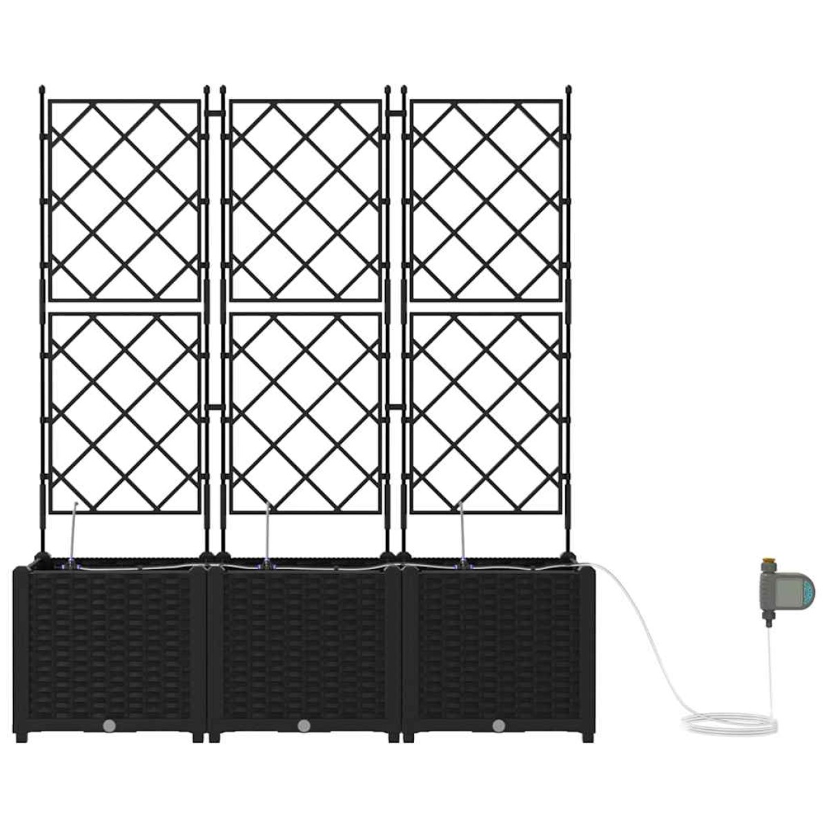 vidaXL Γλάστρα Κήπου 3 τμχ. Μαύρο 120 x 40 x 142 cm PP