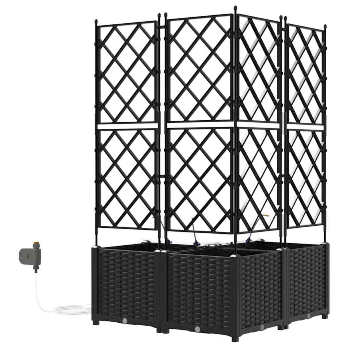 vidaXL Γλάστρα Κήπου 3 τμχ. Μαύρο 80 x 80 x 142 cm PP
