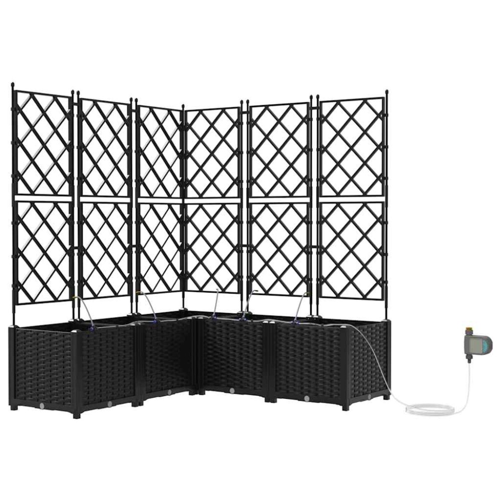 vidaXL Γλάστρα Κήπου 5 τμχ. Μαύρο 120 x 120 x 142 cm PP