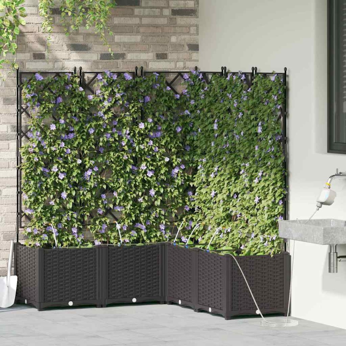 vidaXL Γλάστρα Κήπου 5 τμχ. Μαύρο 120 x 120 x 142 cm PP