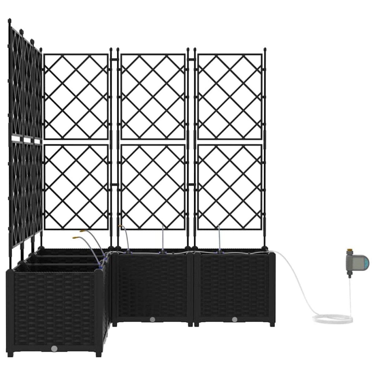 vidaXL Γλάστρα Κήπου 5 τμχ. Μαύρο 120 x 120 x 142 cm PP