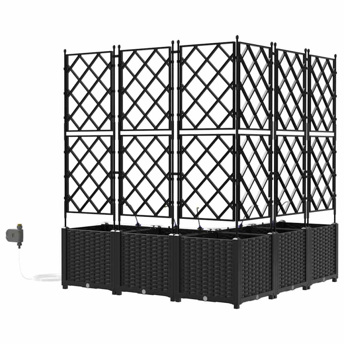 vidaXL Γλάστρα Κήπου 5 τμχ. Μαύρο 120 x 120 x 142 cm PP