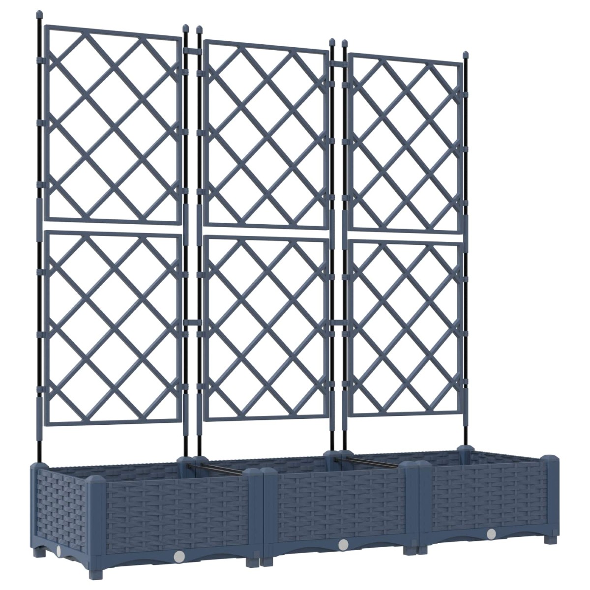 vidaXL Γλάστρα Κήπου 3 τμχ. Γκρι 120 x 40 x 125,5 εκ. PP