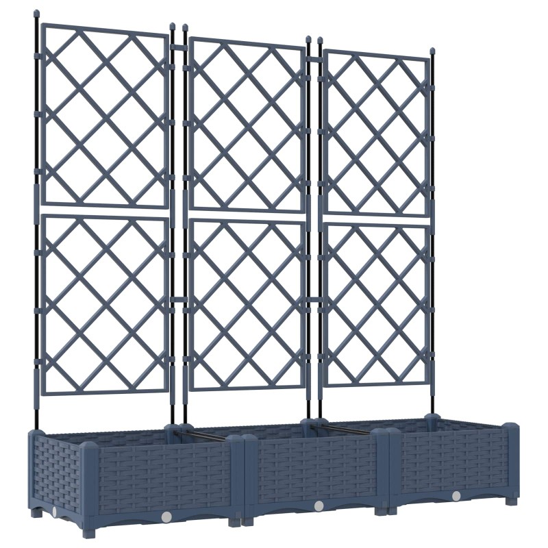 vidaXL Γλάστρα Κήπου 3 τμχ. Γκρι 120 x 40 x 125,5 εκ. PP