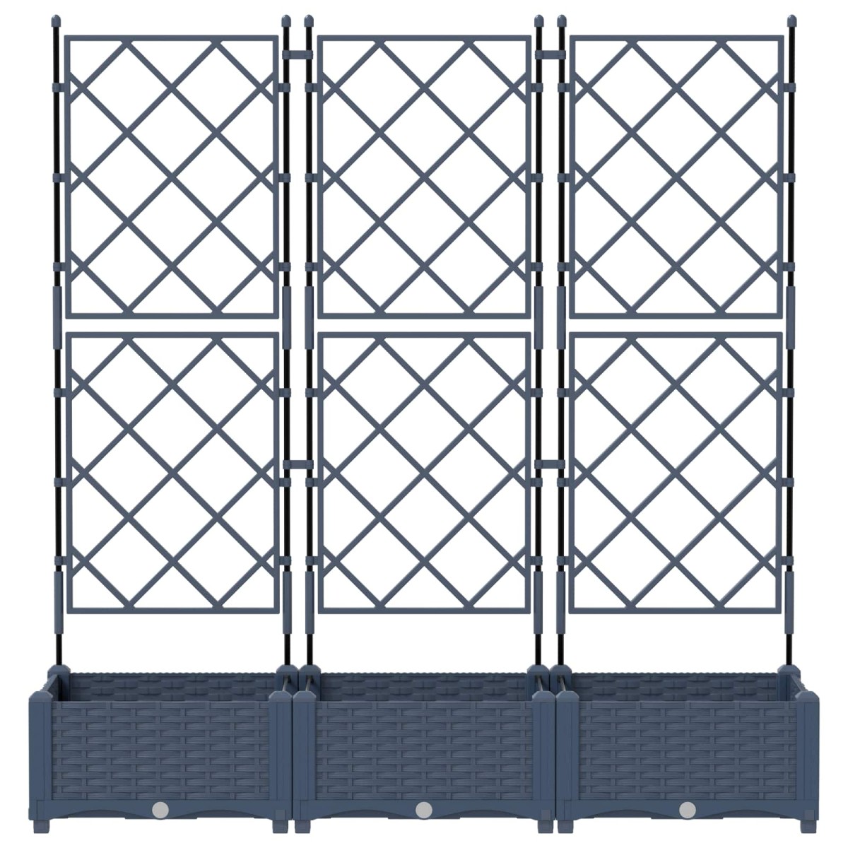 vidaXL Γλάστρα Κήπου 3 τμχ. Γκρι 120 x 40 x 125,5 εκ. PP