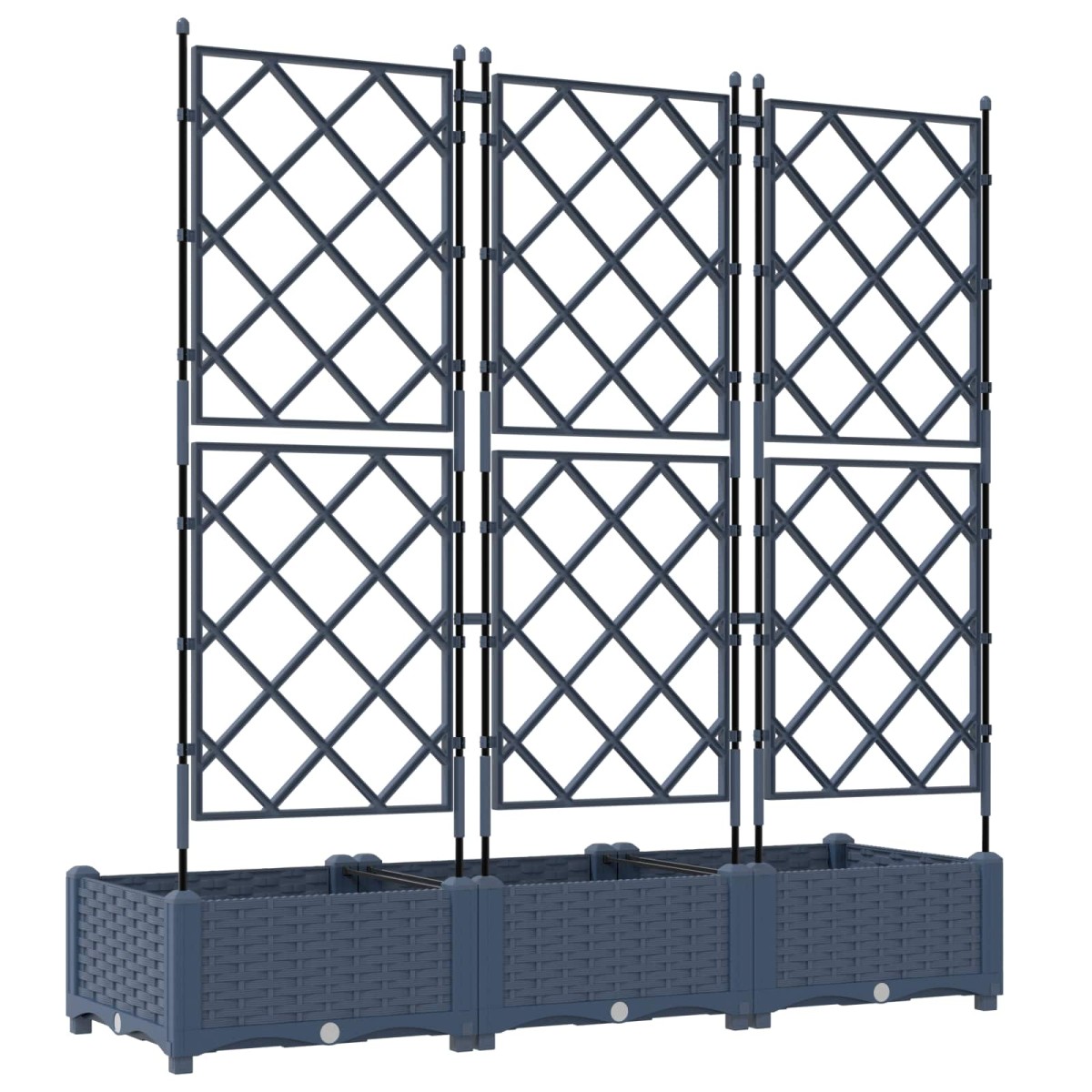 vidaXL Γλάστρα Κήπου 3 τμχ. Γκρι 120 x 40 x 125,5 εκ. PP