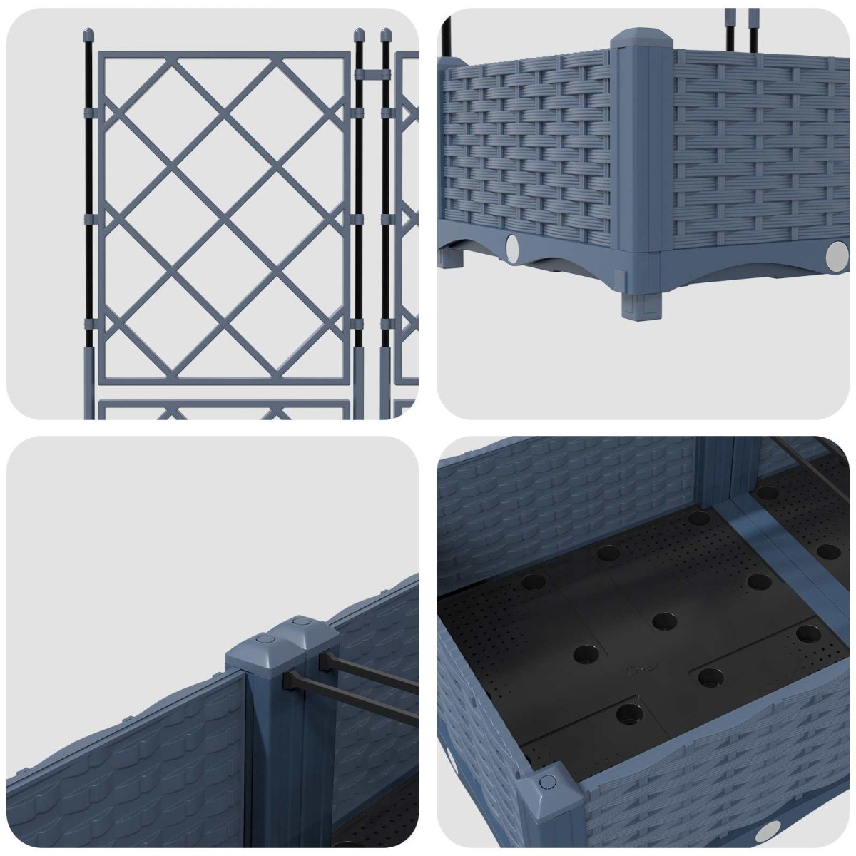 vidaXL Γλάστρα Κήπου 3 τμχ. Γκρι 120 x 40 x 125,5 εκ. PP