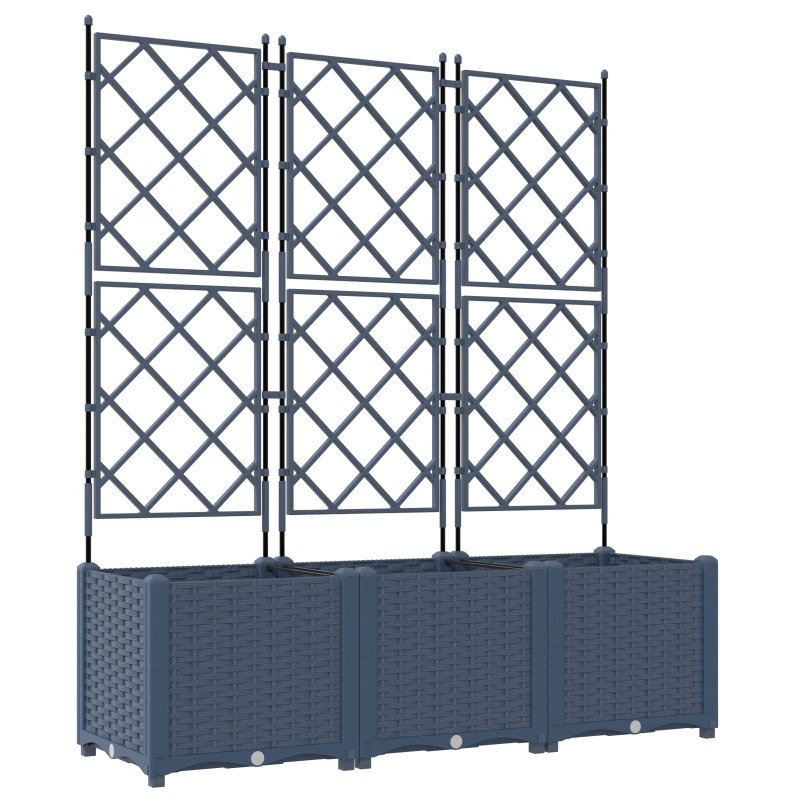 vidaXL Γλάστρα Κήπου 3 τμχ. Γκρι 120 x 40 x 143 εκ. PP
